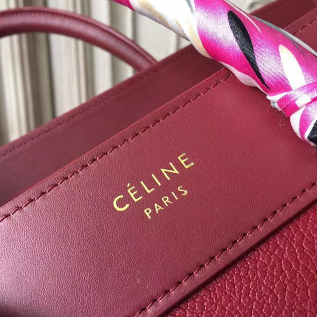 Celine Micro Luggage 26cm Bag Baby Drummed Calfskin Spring 2017 Collection Burgundy
