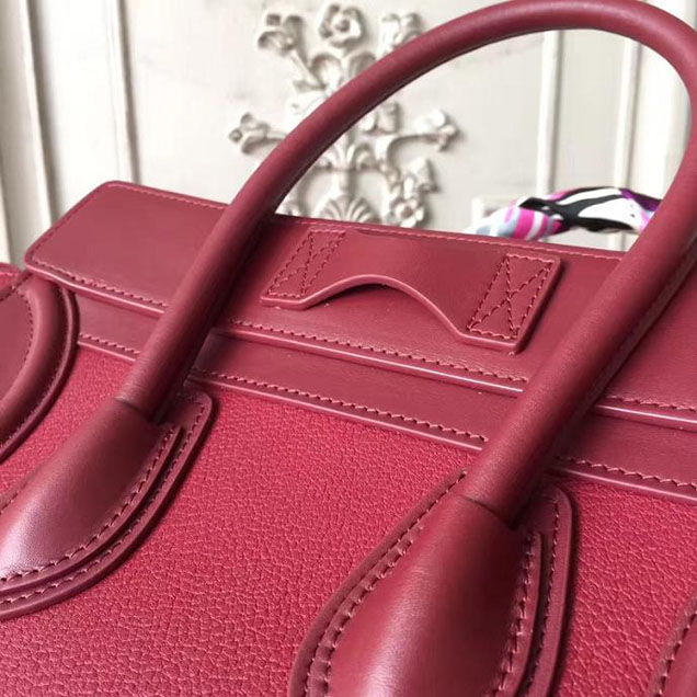 Celine Micro Luggage 26cm Bag Baby Drummed Calfskin Spring 2017 Collection Burgundy
