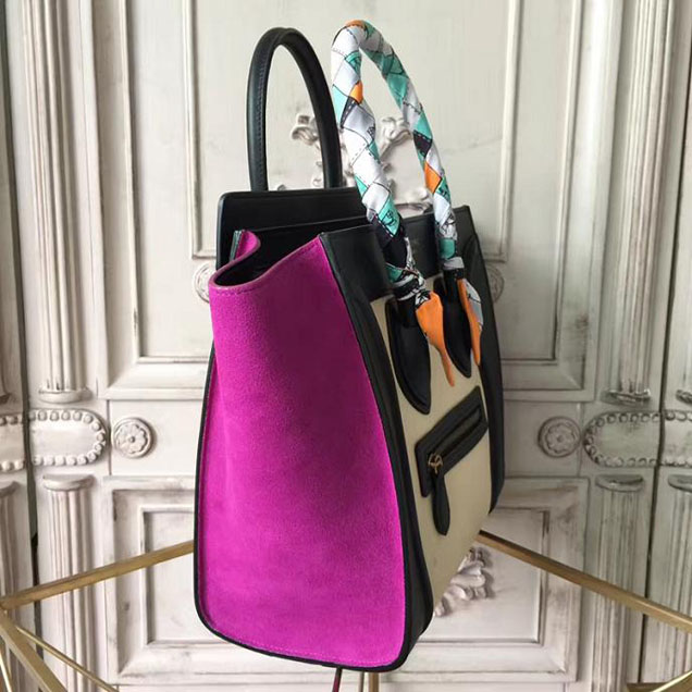 Celine Micro Luggage 26cm Bag Baby Grained Calfskin Nubuck Spring 2017 Collection Magenta Multicolor