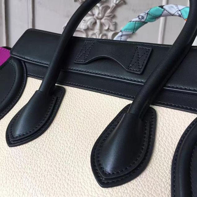 Celine Micro Luggage 26cm Bag Baby Grained Calfskin Nubuck Spring 2017 Collection Magenta Multicolor