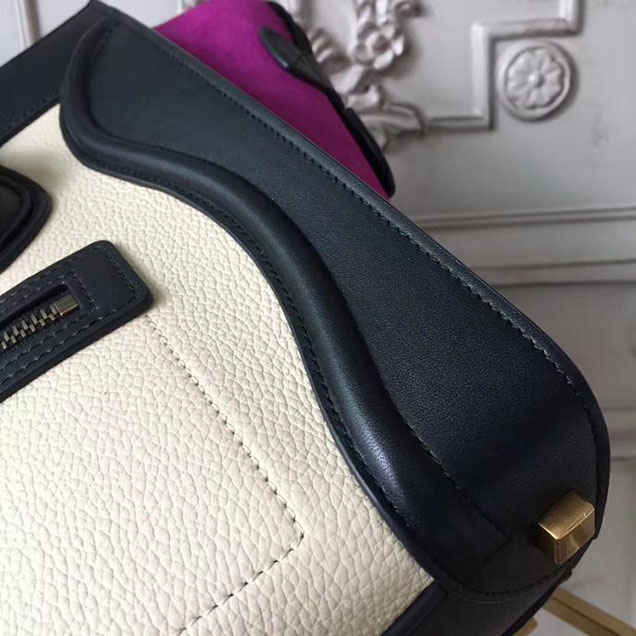 Celine Micro Luggage 26cm Bag Baby Grained Calfskin Nubuck Spring 2017 Collection Magenta Multicolor