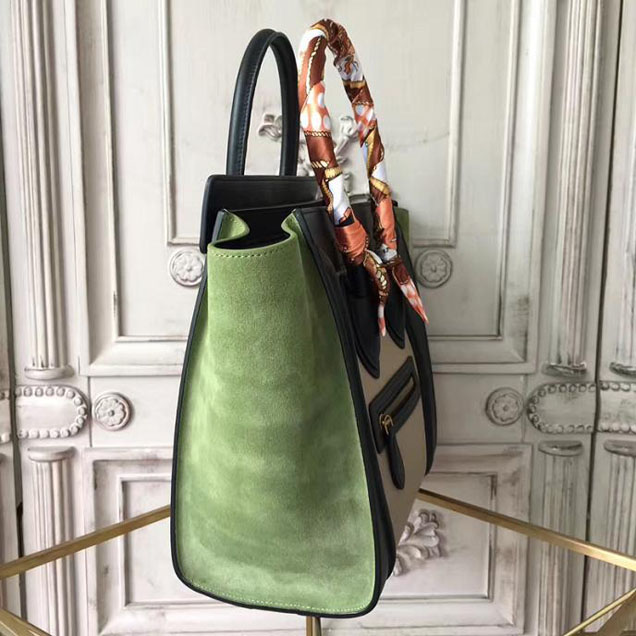 Celine Micro Luggage 26cm Bag Baby Grained Calfskin Nubuck Spring 2017 Collection Lime Multicolor Pale Grey