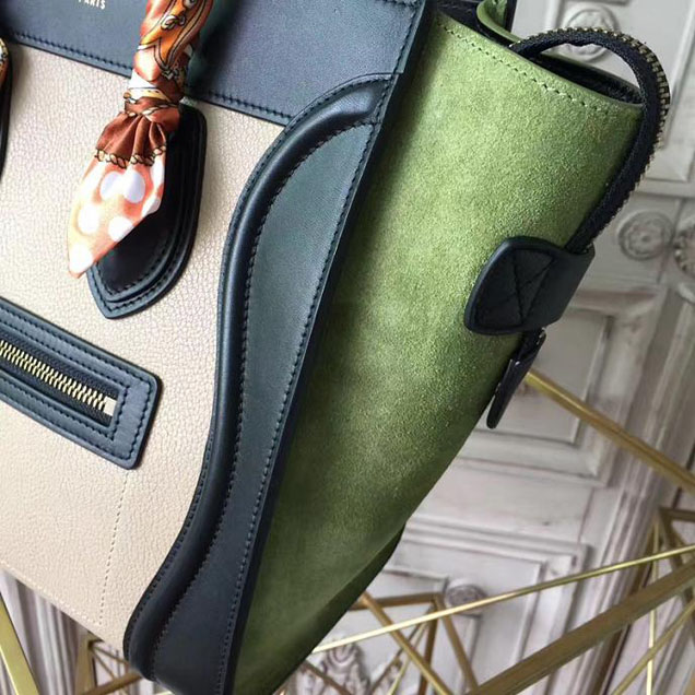 Celine Micro Luggage 26cm Bag Baby Grained Calfskin Nubuck Spring 2017 Collection Lime Multicolor Pale Grey