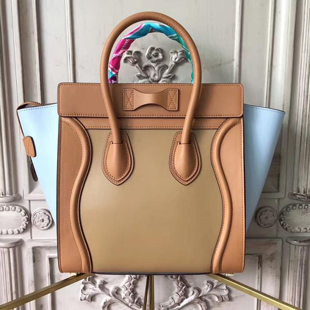 Celine Micro Luggage 26cm Bag Natural Calfskin Spring 2017 Collection Mineral Multicolor Natural