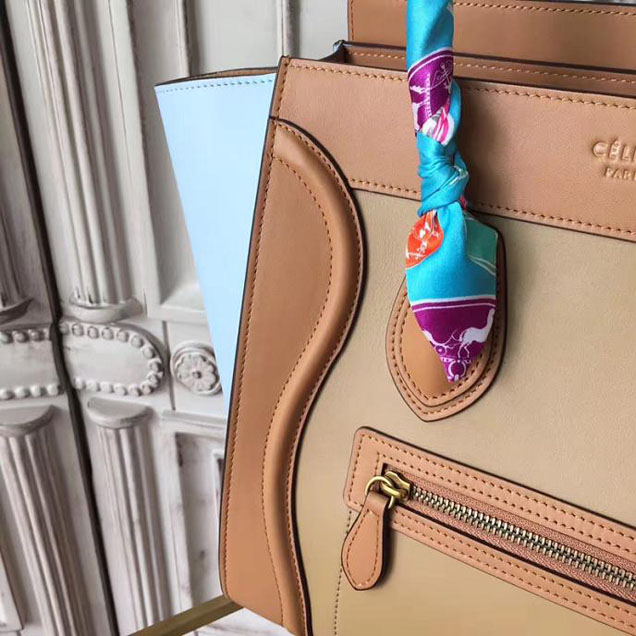 Celine Micro Luggage 26cm Bag Natural Calfskin Spring 2017 Collection Mineral Multicolor Natural