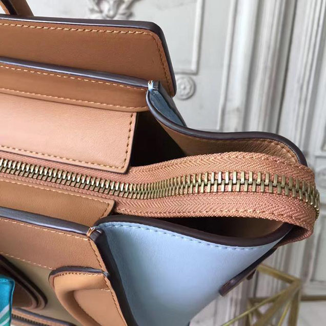 Celine Micro Luggage 26cm Bag Natural Calfskin Spring 2017 Collection Mineral Multicolor Natural