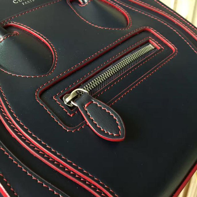 Celine Nano Luggage 20cm Bag Smooth Calfskin Spring 2017 Collection Navy with Red Piping