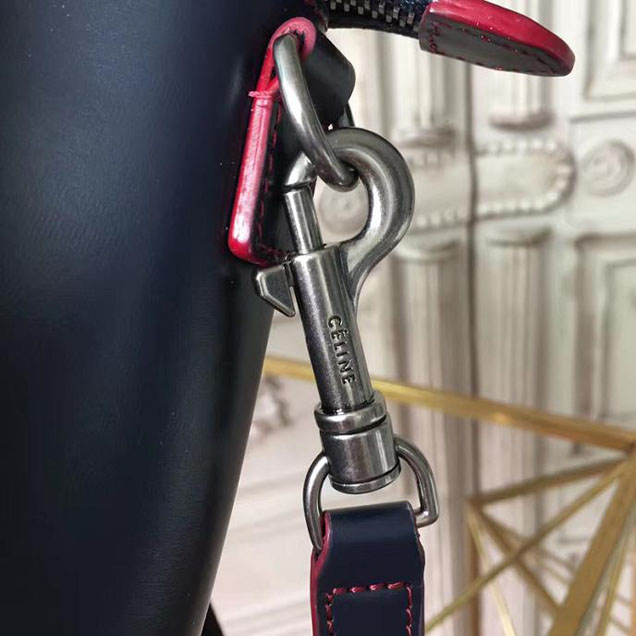 Celine Nano Luggage 20cm Bag Smooth Calfskin Spring 2017 Collection Navy with Red Piping