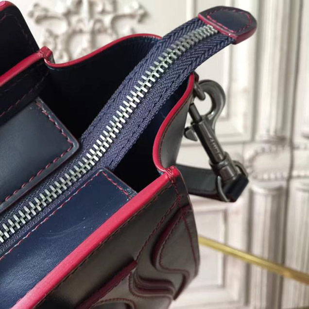 Celine Nano Luggage 20cm Bag Smooth Calfskin Spring 2017 Collection Navy with Red Piping