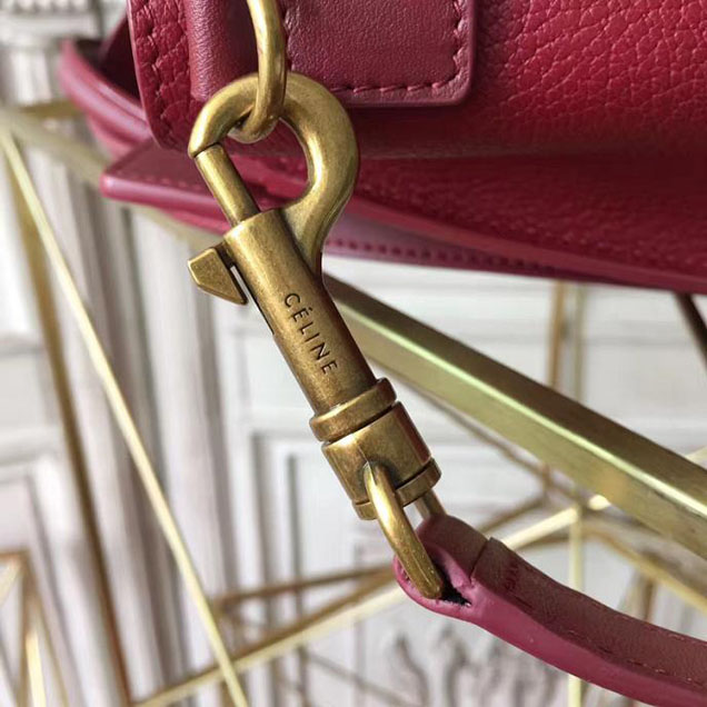 Celine Nano Luggage 20cm Bag Baby Drummed Calfskin Spring 2017 Collection Burgundy