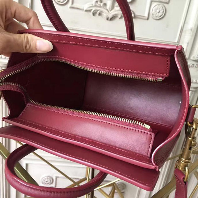 Celine Nano Luggage 20cm Bag Baby Drummed Calfskin Spring 2017 Collection Burgundy