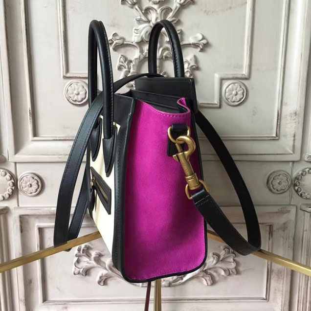 Celine Nano Luggage 20cm Bag Baby Grained Calfskin Nubuck Spring 2017 Collection Magenta Multicolor