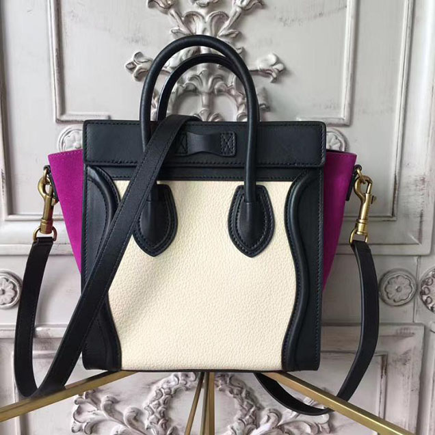 Celine Nano Luggage 20cm Bag Baby Grained Calfskin Nubuck Spring 2017 Collection Magenta Multicolor