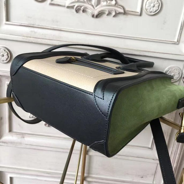 Celine Nano Luggage 20cm Bag Baby Grained Calfskin Nubuck Spring 2017 Collection Lime Multicolor Pale Grey
