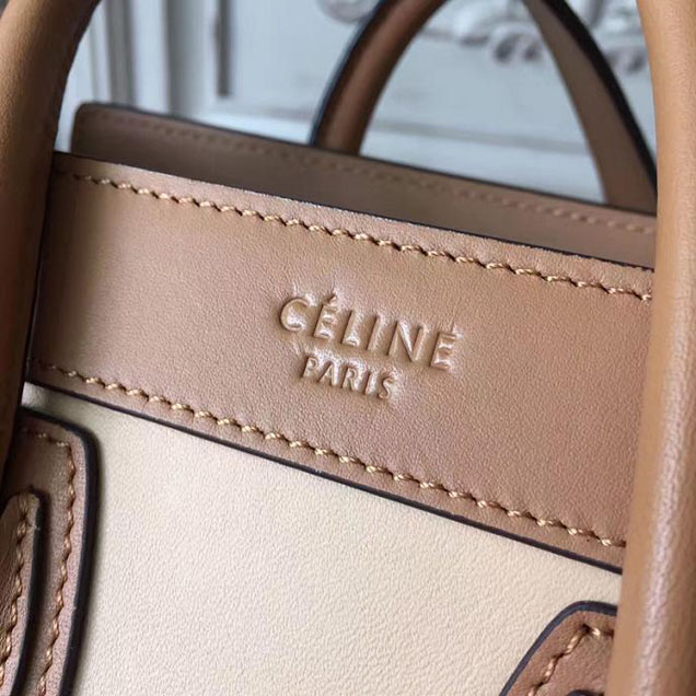 Celine Nano Luggage 20cm Bag Smooth Calfskin Nubuck Spring 2017 Collection Light Khaki Multicolor