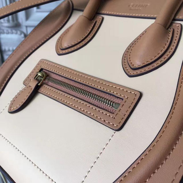 Celine Nano Luggage 20cm Bag Smooth Calfskin Nubuck Spring 2017 Collection Light Khaki Multicolor