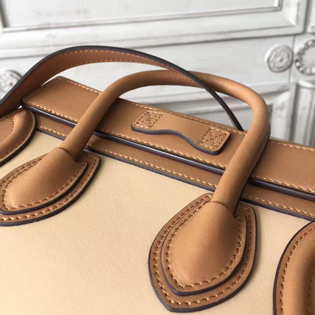 Celine Nano Luggage 20cm Bag Smooth Calfskin Nubuck Spring 2017 Collection Light Khaki Multicolor