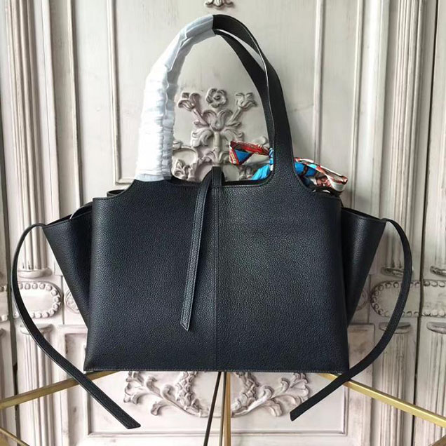 Celine Tri-Fold Shoulder Bag Baby Grained Calfskin Spring 2017 Collection Black