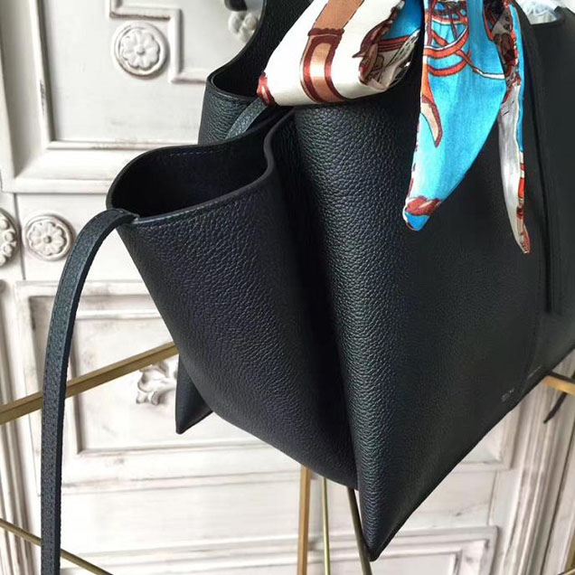 Celine Tri-Fold Shoulder Bag Baby Grained Calfskin Spring 2017 Collection Black