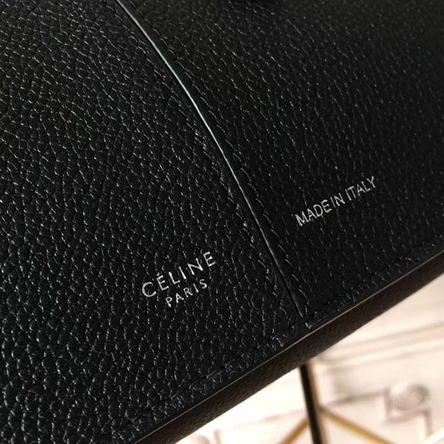 Celine Tri-Fold Shoulder Bag Baby Grained Calfskin Spring 2017 Collection Black