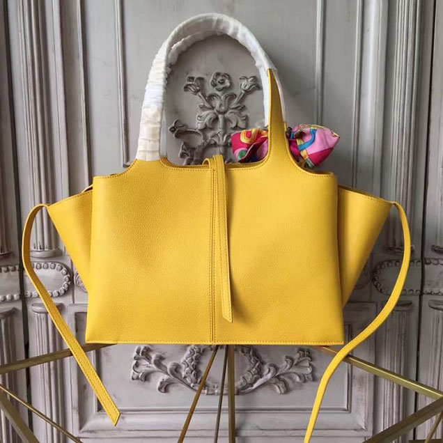 Celine Tri-Fold Shoulder Bag Baby Grained Calfskin Spring 2017 Collection Citrus