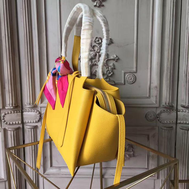 Celine Tri-Fold Shoulder Bag Baby Grained Calfskin Spring 2017 Collection Citrus