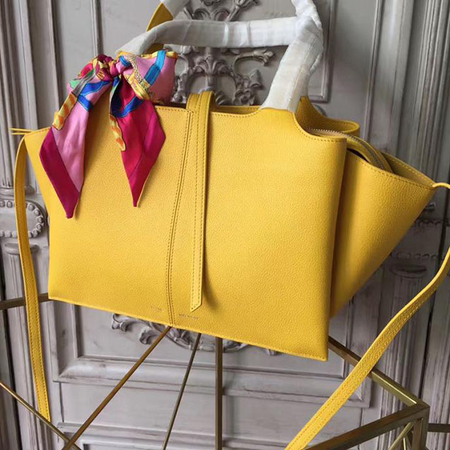 Celine Tri-Fold Shoulder Bag Baby Grained Calfskin Spring 2017 Collection Citrus
