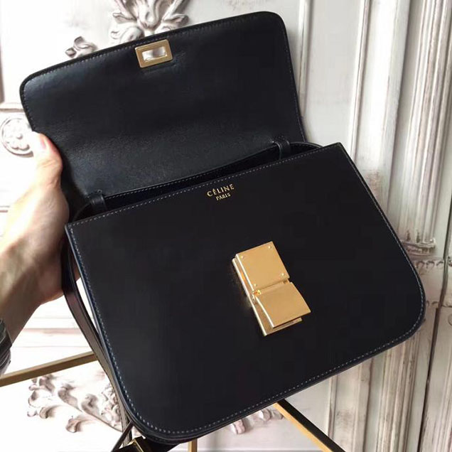 Celine Classic Box 23cm Bag Spazzolato Calfskin Pre-Fall 2017 Bag Collection Black