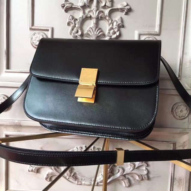 Celine Classic Box 23cm Bag Spazzolato Calfskin Pre-Fall 2017 Bag Collection Black