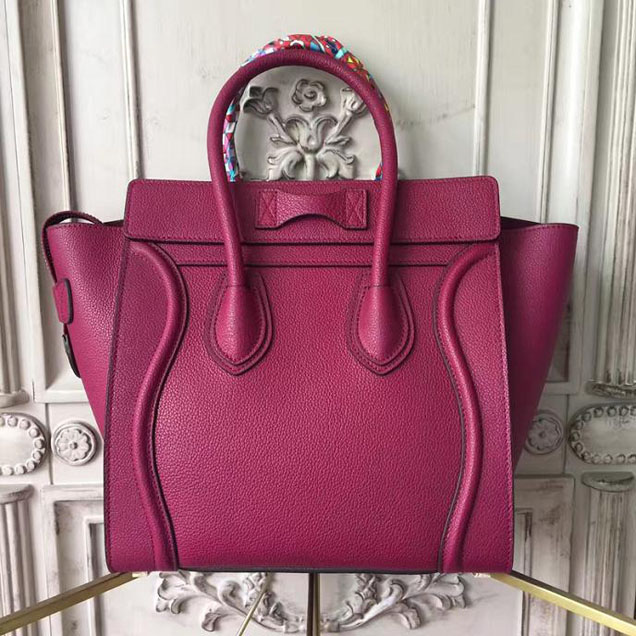 Celine Micro Luggage 26cm Bag Baby Drummed Calfskin Spring 2017 Collection Magenta