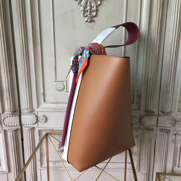 Celine Twisted Cabas Bag Calfskin Leather Fall Winter 2017 Collection Optic White Tan