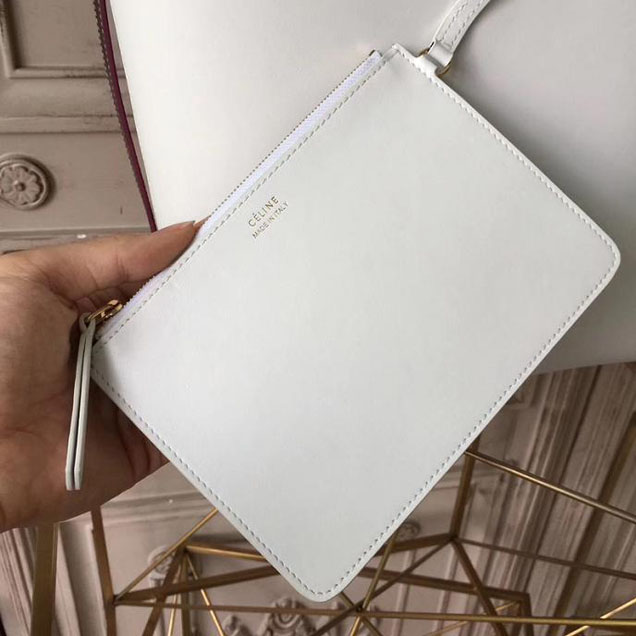 Celine Twisted Cabas Bag Calfskin Leather Fall Winter 2017 Collection Optic White Tan