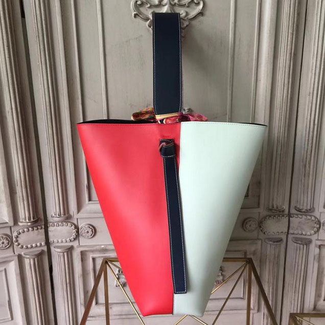 Celine Twisted Cabas Bag Calfskin Leather Fall Winter 2017 Collection Jade Bright Red