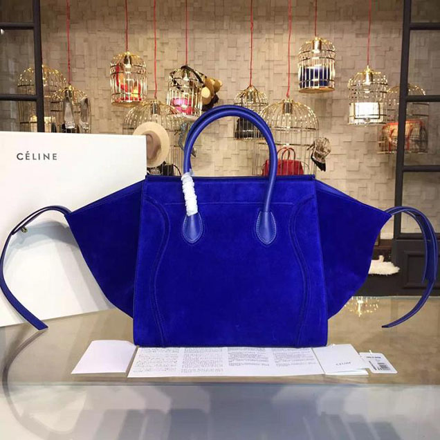 Celine Phantom Luggage Tote Suede Calfskin Leather Fall Winter 2016 Collection Blue