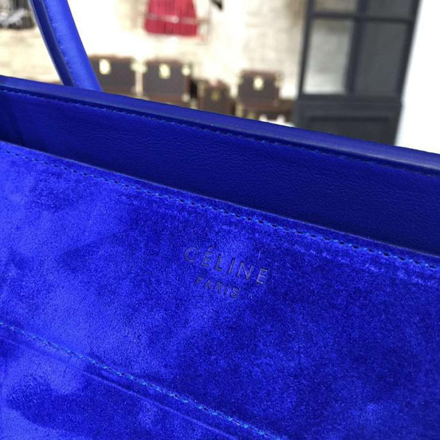 Celine Phantom Luggage Tote Suede Calfskin Leather Fall Winter 2016 Collection Blue