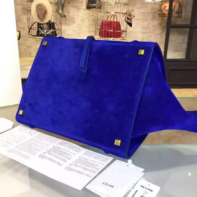 Celine Phantom Luggage Tote Suede Calfskin Leather Fall Winter 2016 Collection Electric Blue