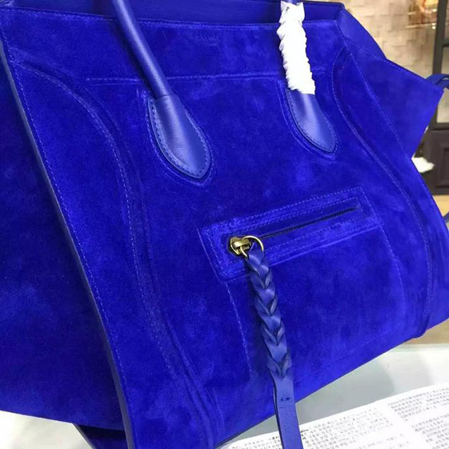 Celine Phantom Luggage Tote Suede Calfskin Leather Fall Winter 2016 Collection Electric Blue