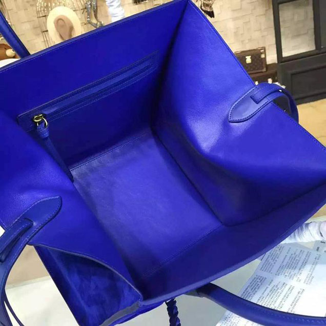 Celine Phantom Luggage Tote Suede Calfskin Leather Fall Winter 2016 Collection Electric Blue
