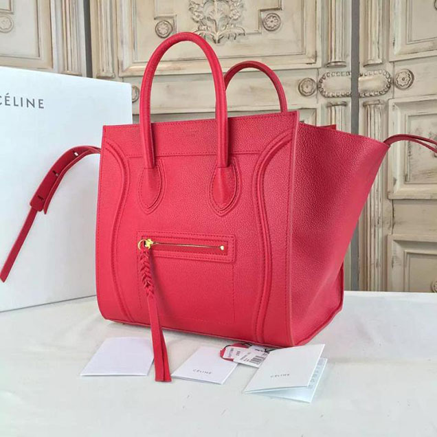 Celine Phantom Luggage Tote Calfskin Leather Fall Winter 2016 Collection Rose Red
