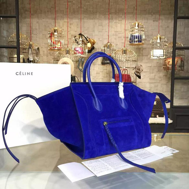 Celine Phantom Luggage Tote Suede Calfskin Leather Fall Winter 2016 Collection Electric Blue