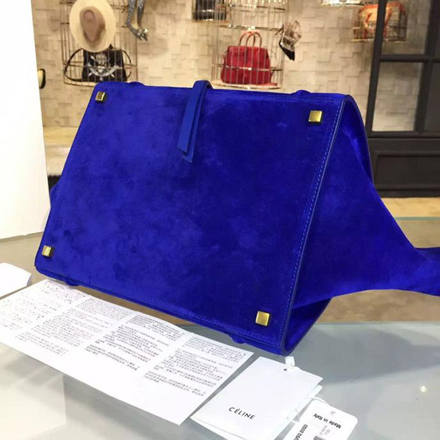 Celine Phantom Luggage Tote Suede Calfskin Leather Fall Winter 2016 Collection Electric Blue