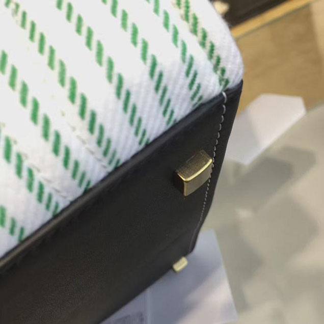 Celine Phantom Luggage Tote Canvas Textile Calfskin Leather Summer 2016 Collection Green with White