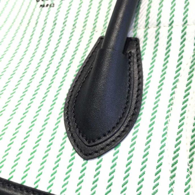 Celine Phantom Luggage Tote Canvas Textile Calfskin Leather Summer 2016 Collection Green with White