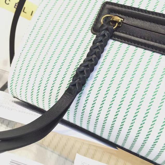 Celine Phantom Luggage Tote Canvas Textile Calfskin Leather Summer 2016 Collection Green with White