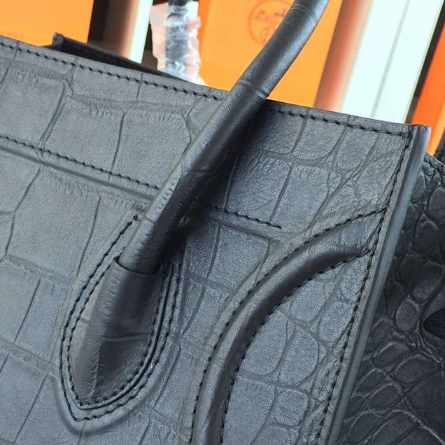 Celine Phantom Luggage Tote Crocodile Stamp Calfskin Leather Fall Winter 2017 Collection Black