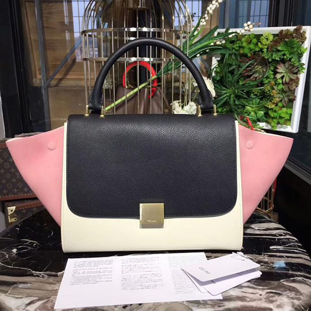 Celine Small Trapeze Bag 26cm Black White Pink