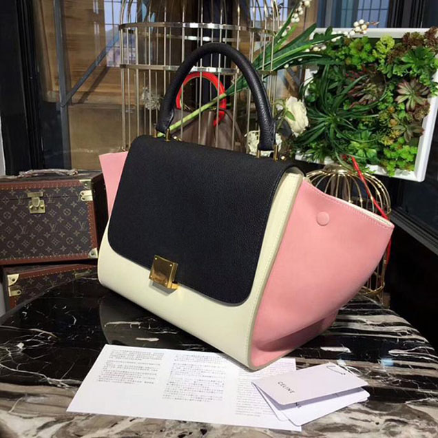 Celine Small Trapeze Bag 26cm Black White Pink