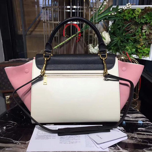 Celine Small Trapeze Bag 26cm Black White Pink