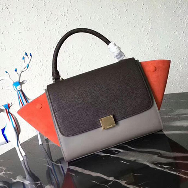 Celine Small Trapeze Bag 26cm Coffee Beige Orange