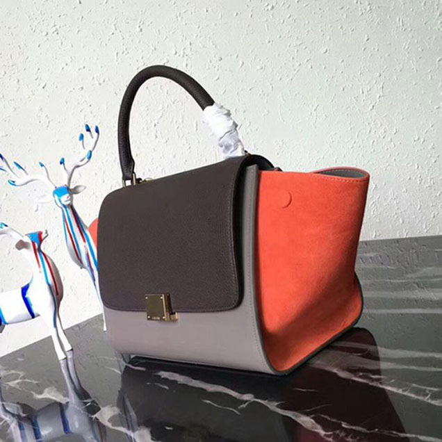 Celine Small Trapeze Bag 26cm Coffee Beige Orange